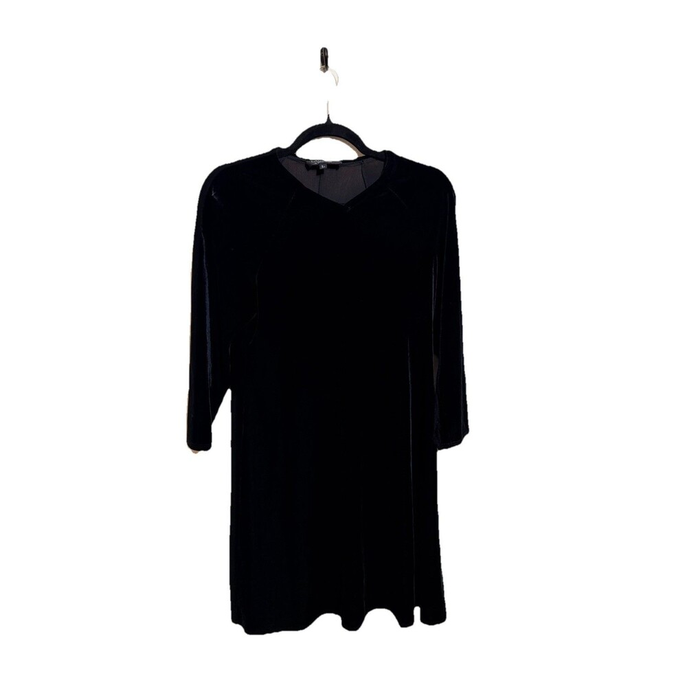 Laundry Shelli Segal Velvet Dress Black Sleeve 90s Goth Dark Academia Sz‎ L *